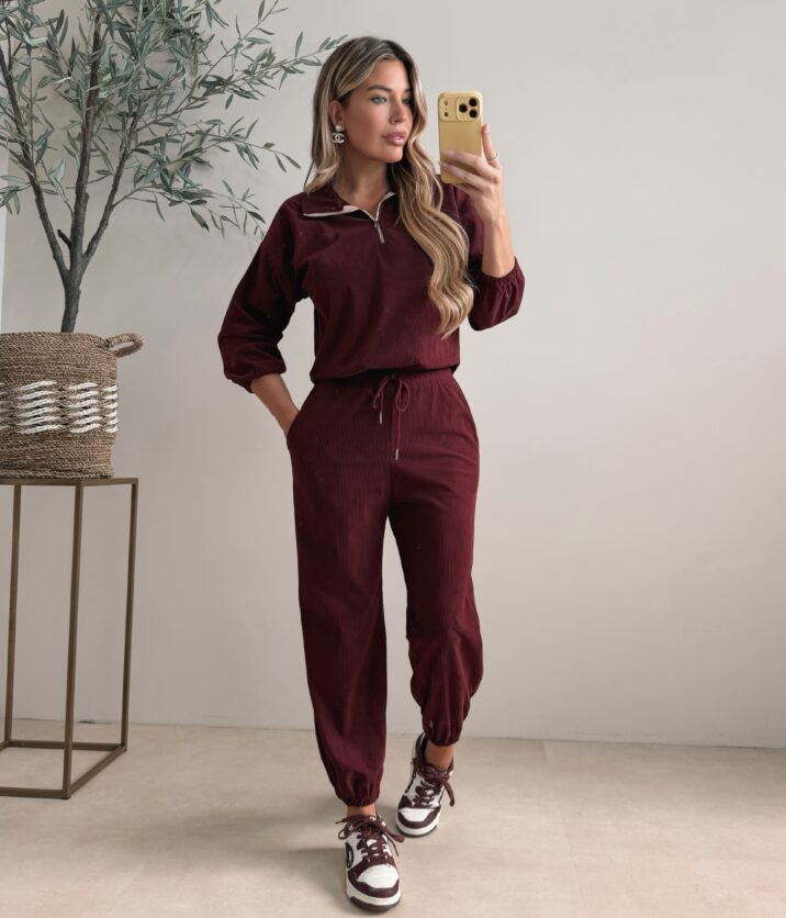 Candace ribbed set - Bordeaux