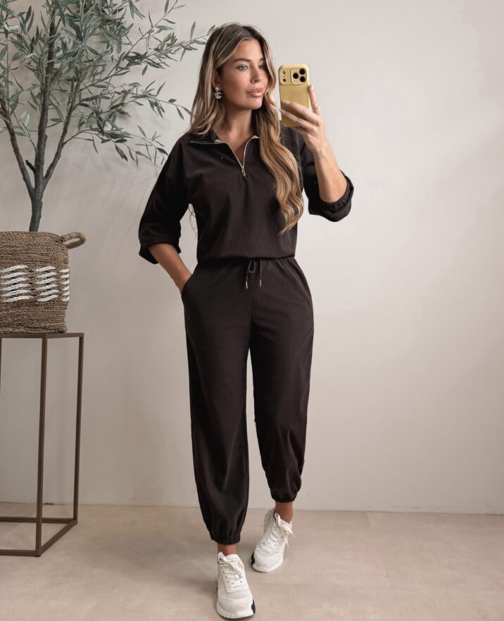 Candace ribbed set - Choco