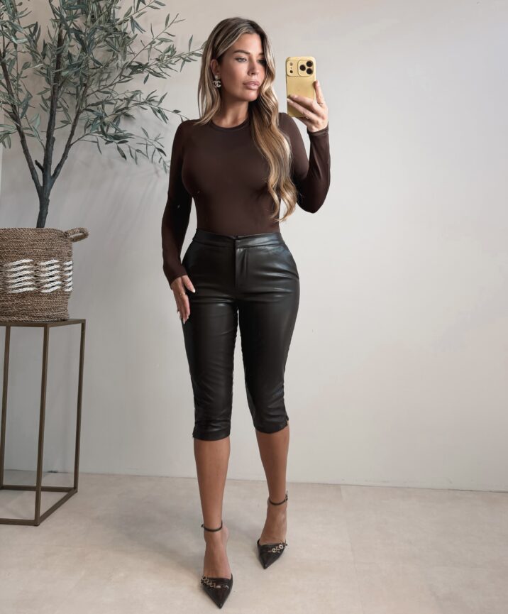 Hills leather capri pants - Choco