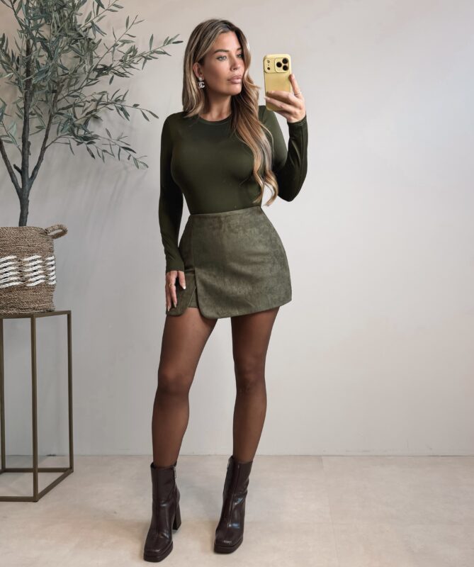 Liv Suede Skort - Green