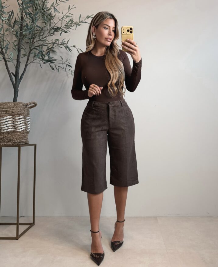 Lauryn Suede capri pants - Choco
