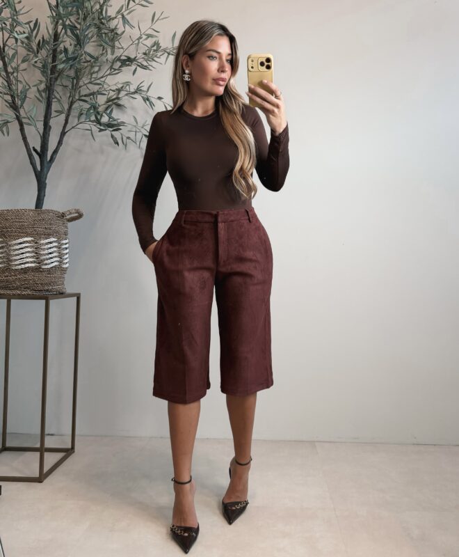Lauryn Suede capri pants - Bordeaux