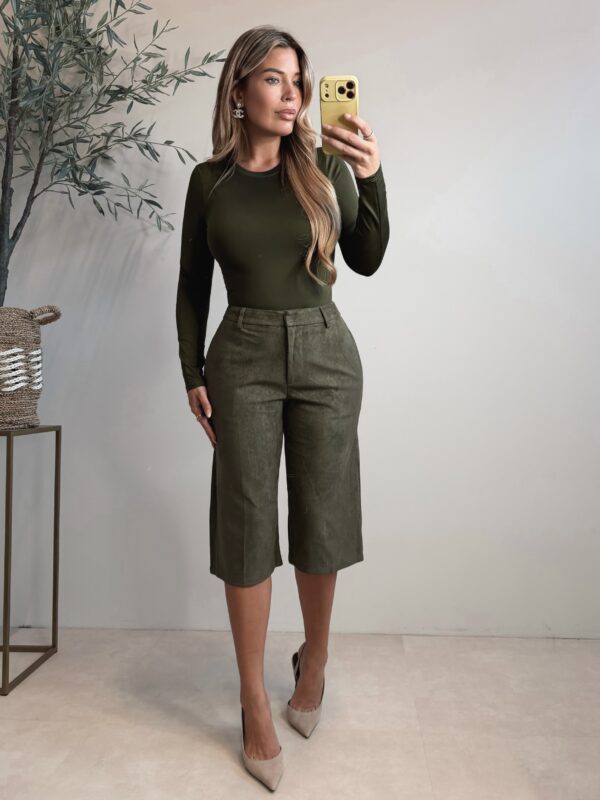 Lauryn Suede capri pants - Green