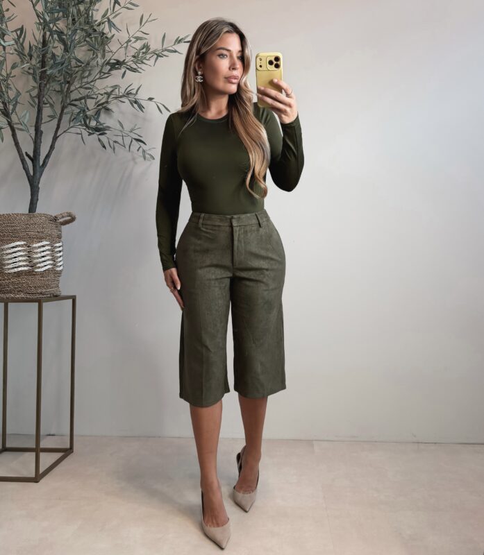 Lauryn Suede capri pants - Green
