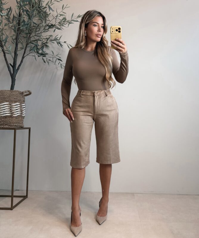 Lauryn Suede capri pants - Beige