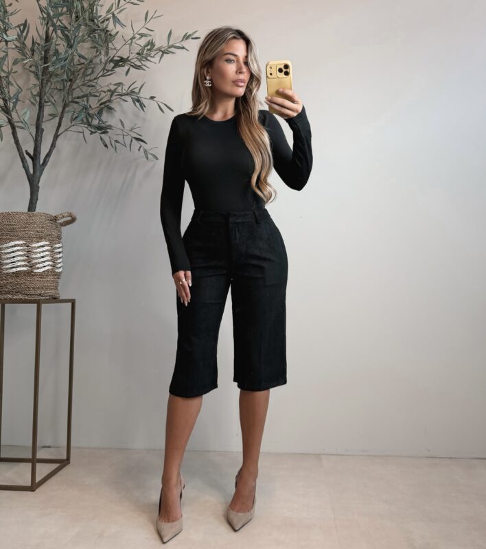 Lauryn Suede capri pants - Black