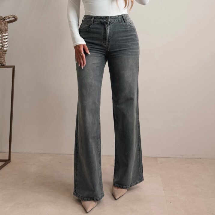 Wide leg stretch jeans - Grey