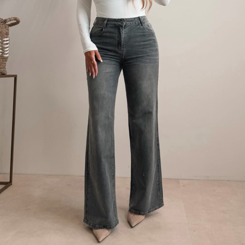 Wide leg stretch jeans - Grey