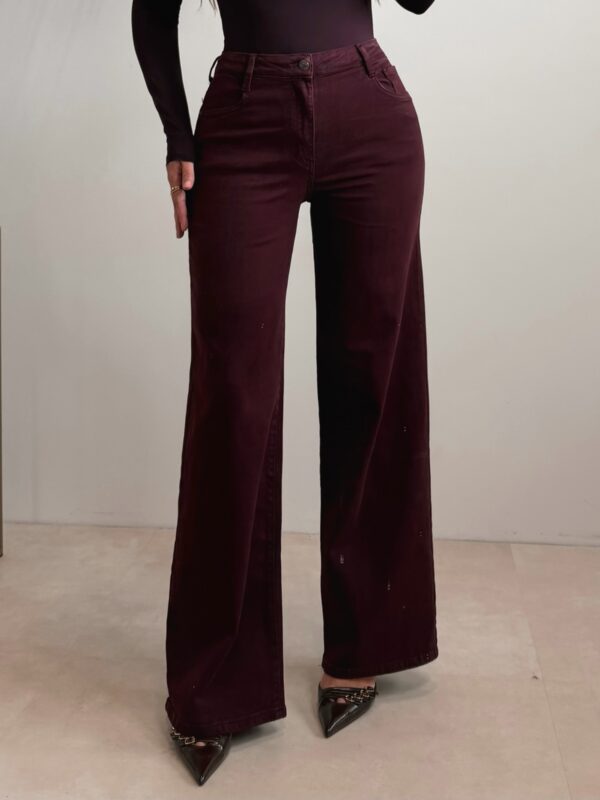 Wide leg stretch jeans - Bordeaux