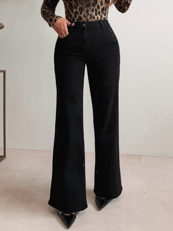 Wide leg stretch jeans - Black