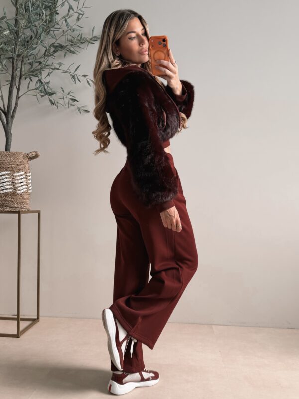 Premium Faux fur jogging suit  - Wine