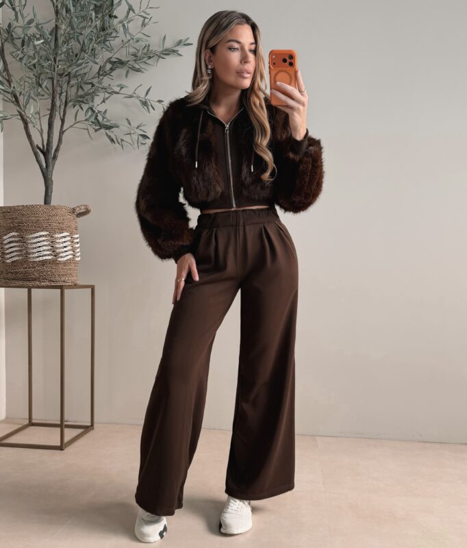 Premium Faux fur jogging suit  - Choco