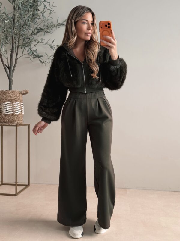 Premium Faux fur jogging suit  - Green