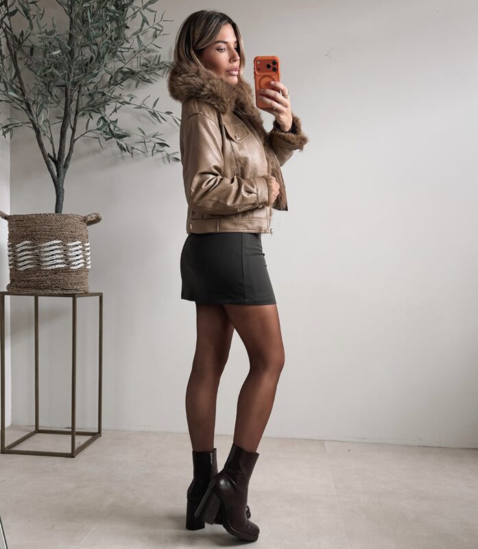 Chelsea Leather Jacket - Taupe