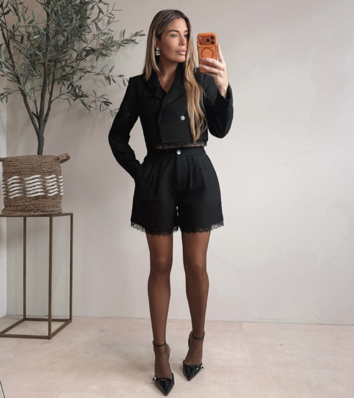 Lace Blazer set - Black