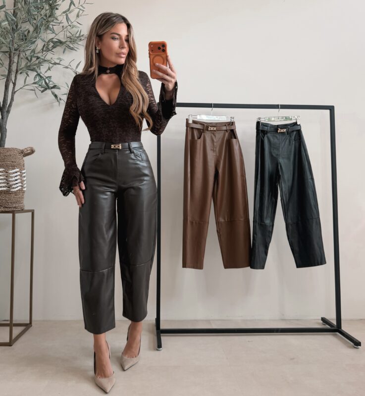 Lucky Leather Belt Pants - Choco