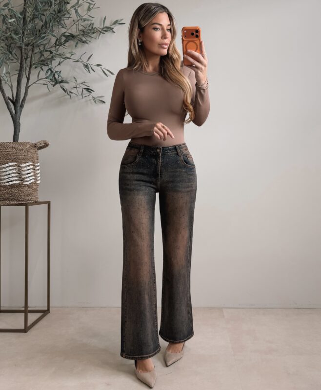 Wide leg diamond jeans - Bronze/Choco
