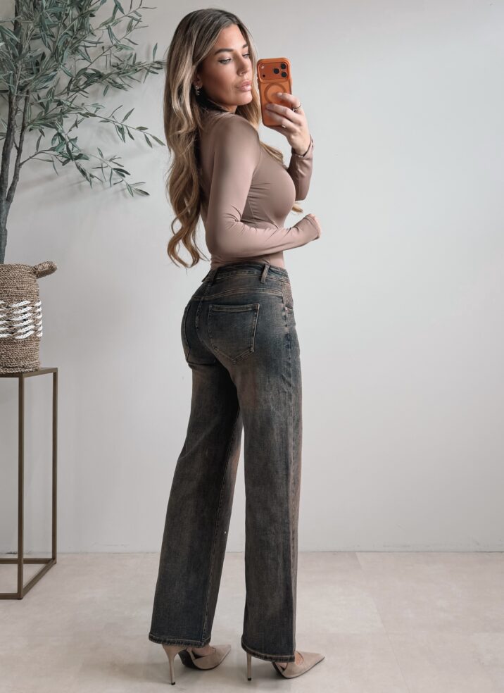 Wide leg diamond jeans - Bronze/Choco