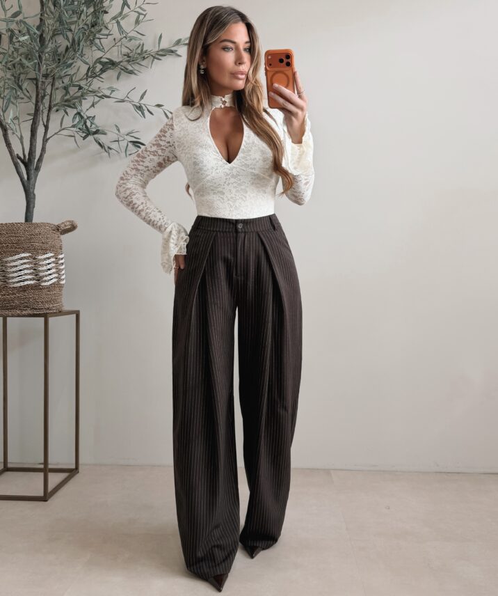 Tall Jessie Pants - Stripe Choco