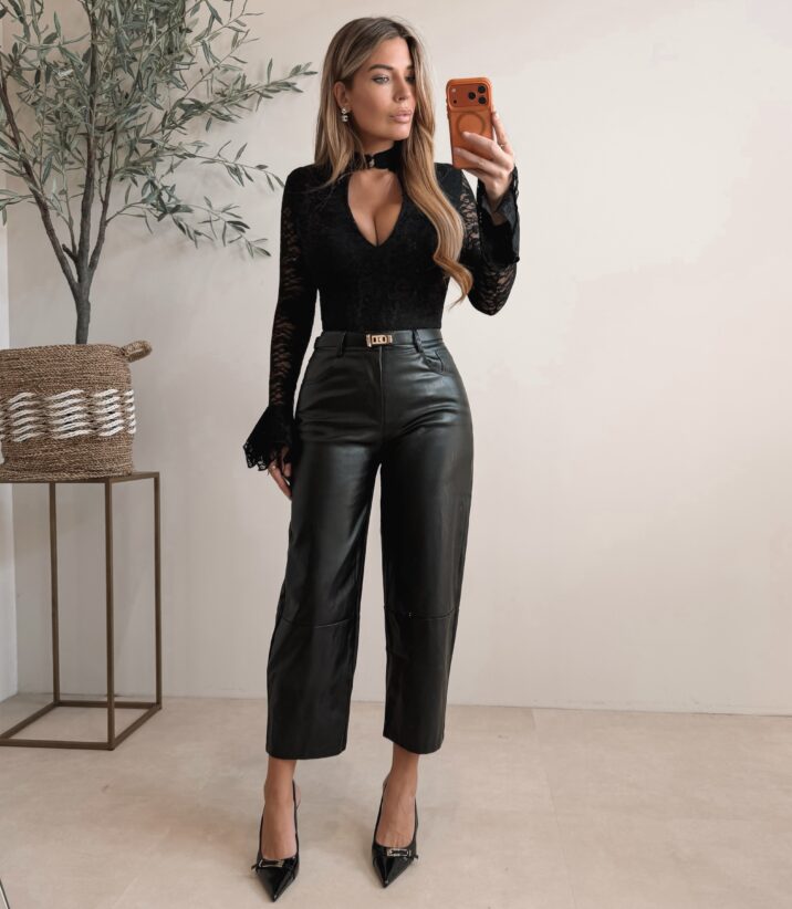 Lucky Leather Belt Pants - Black