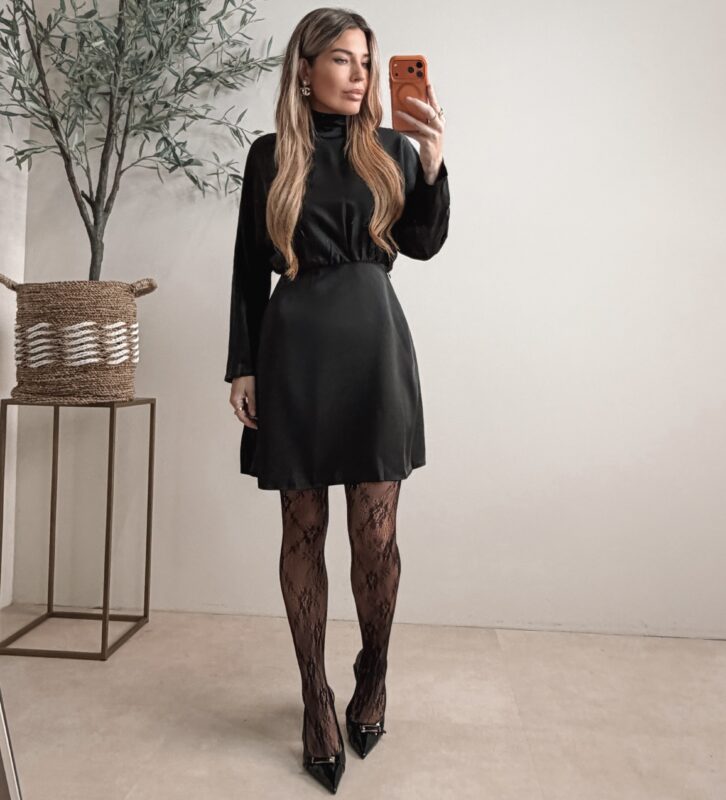 Sophie Satin Dress - Black