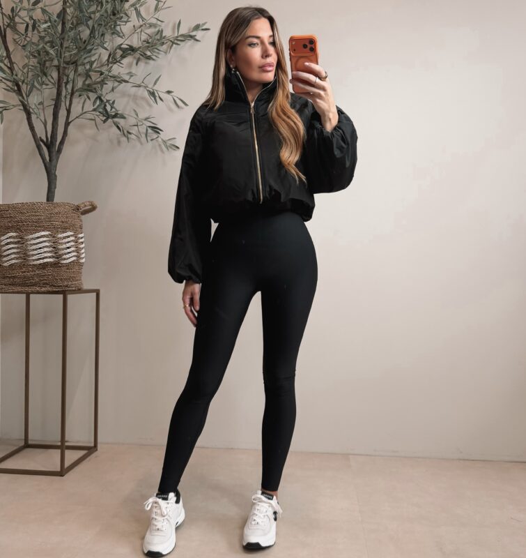 Glossy Bomber Jacket  - Black
