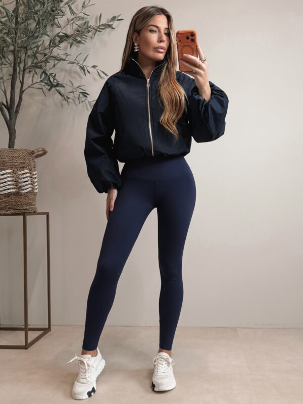 Glossy Bomber Jacket  - Navy