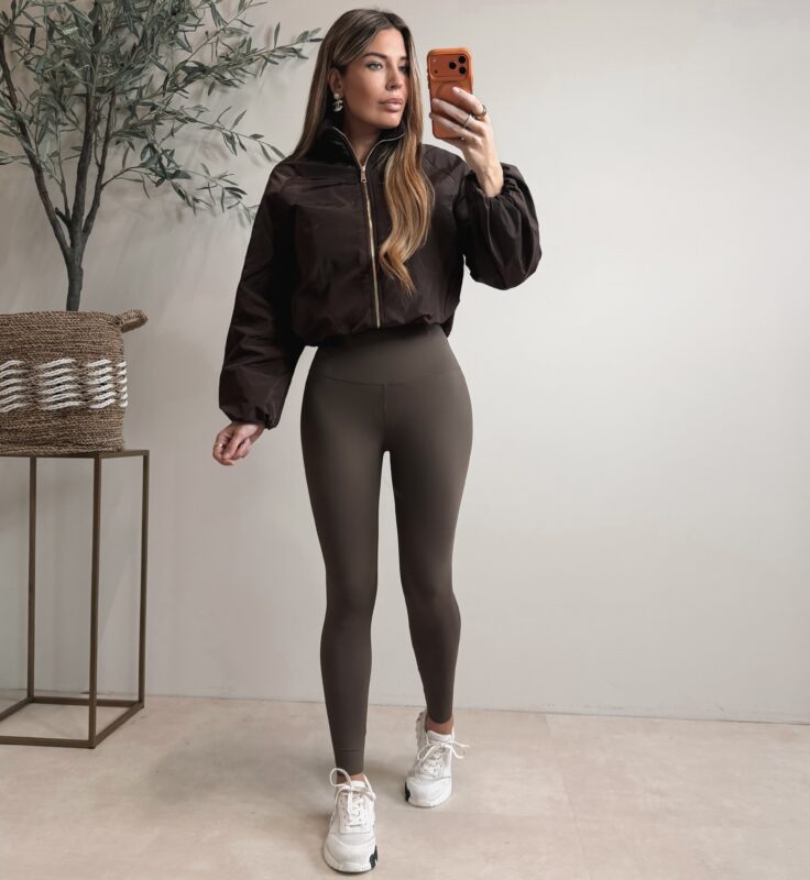 Glossy Bomber Jacket  - Choco