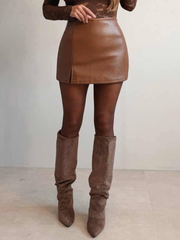 Gigi Leather Skort - Camel