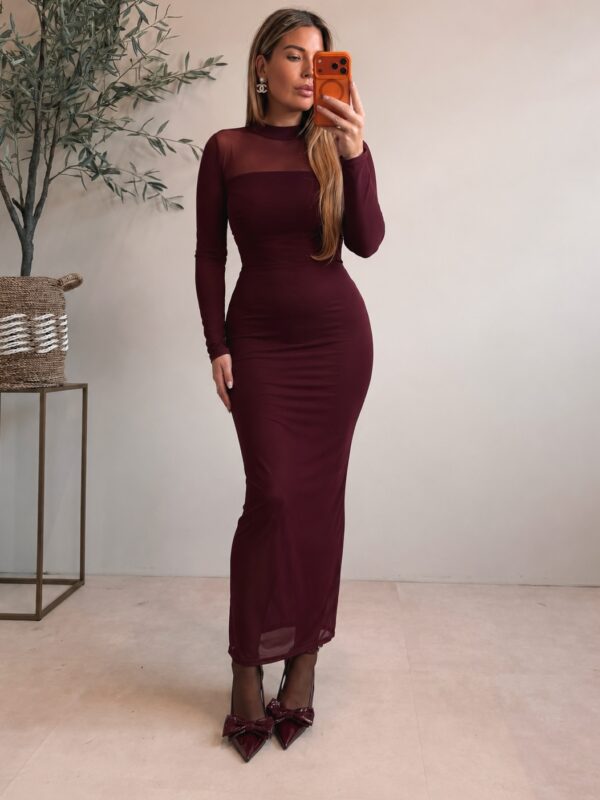 Maxi Mesh dress - Burgundy