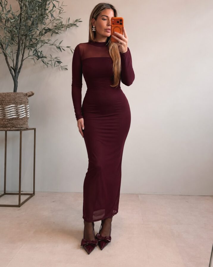Maxi Mesh dress - Burgundy