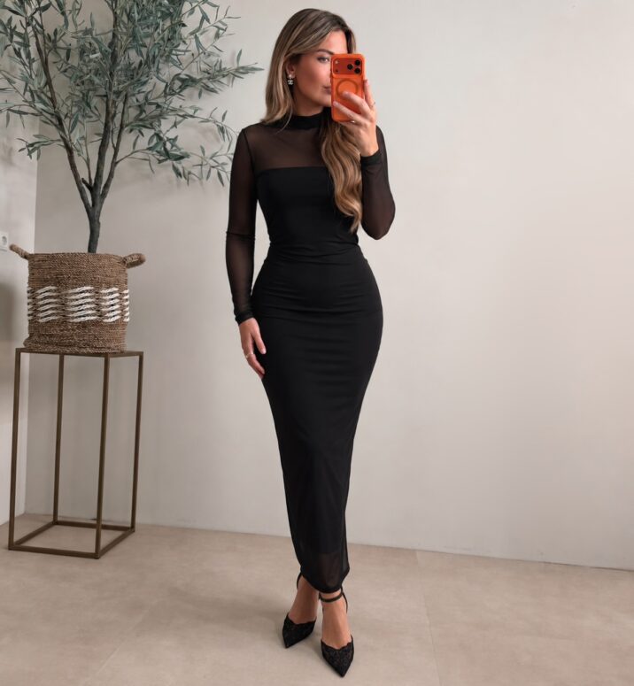 Maxi Mesh dress - Black