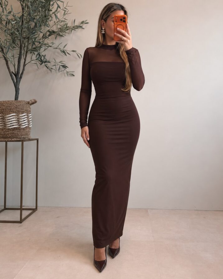 Maxi Mesh dress - Choco