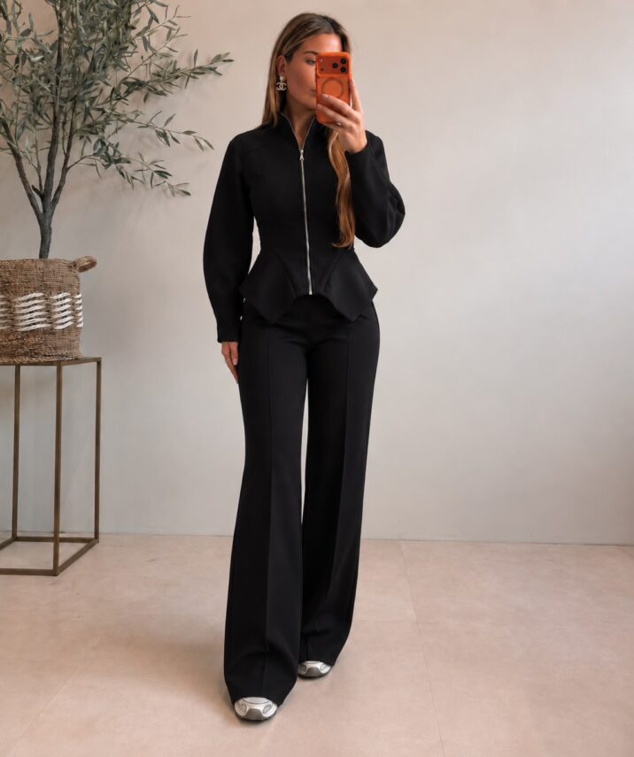 Peplum Joggingsuit - Black (Pre-Order Zondag)