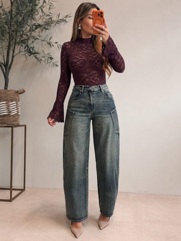 Lace Plum Top - Burgundy