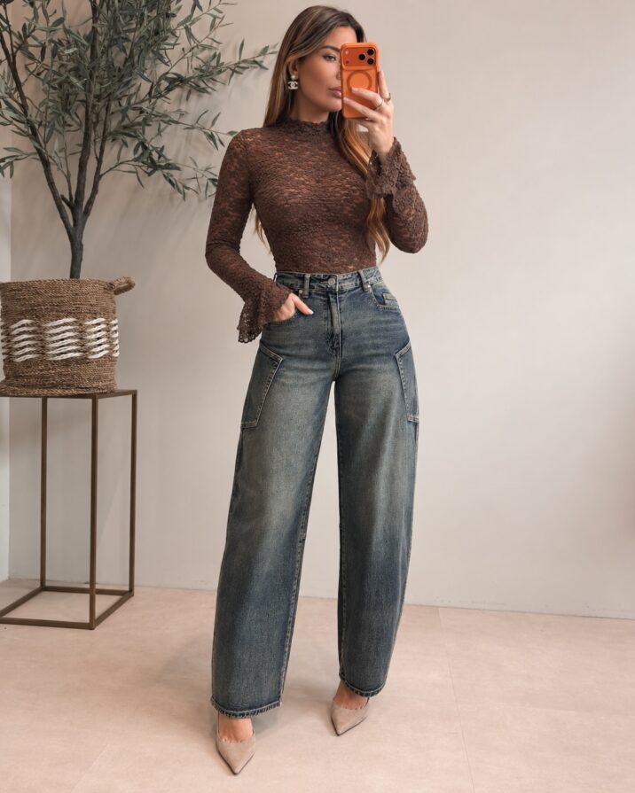 Lace Plum Top - Khaki