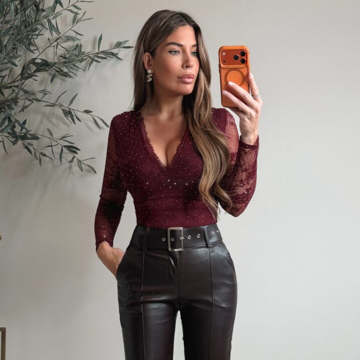 Lace Diamond Body - Bordo